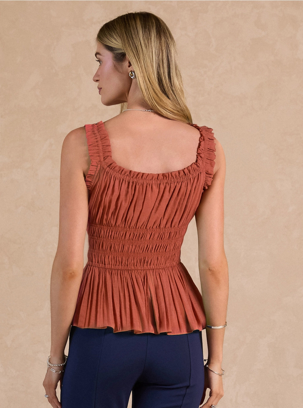 Maisie Ruffled Sweetheart Sleeveless Top