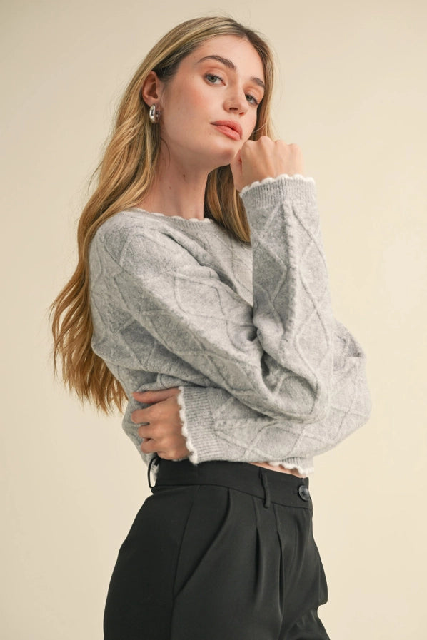 Pauline Cable Knit Cropped Sweater