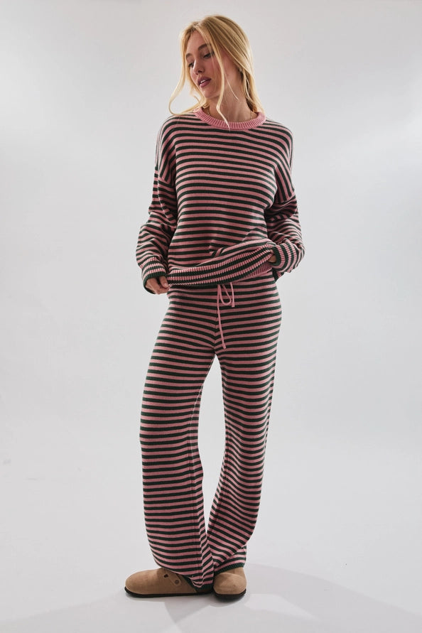 Madison Stripe Knit Wide Leg Pants