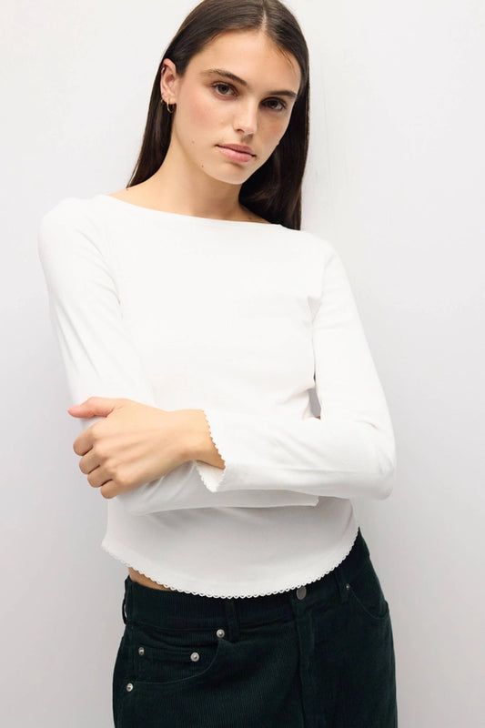 Janel Wide Neck Long Sleeve Tee