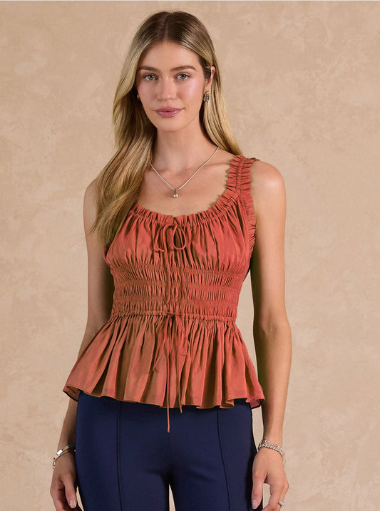 Maisie Ruffled Sweetheart Sleeveless Top