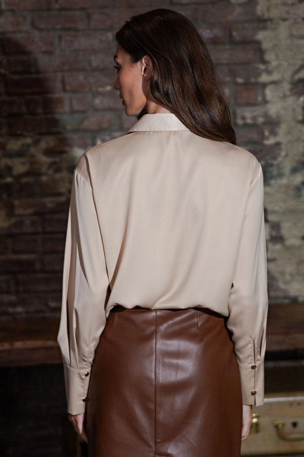 Catherine Satin Collared Shirt