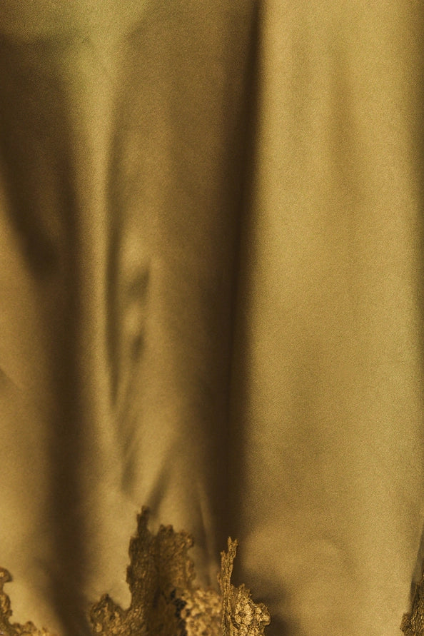 Nora Lace Trim Bias Cut Midi Skirt/Lt. Olive