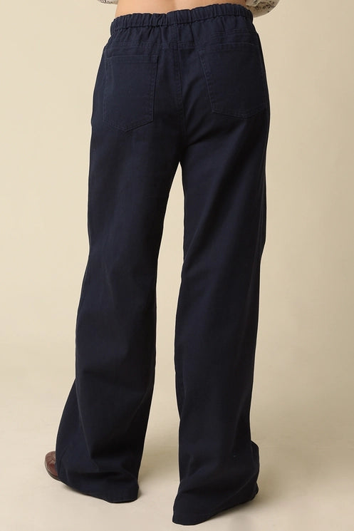 Kaylyn Drawstring Wide Leg Pant/Dk.Navy