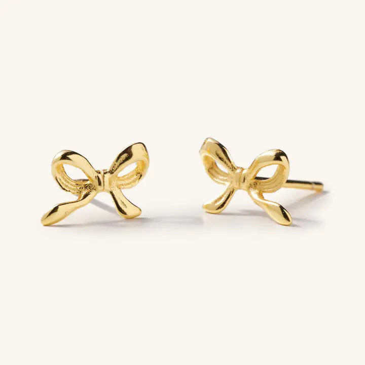 Gold Dainty Bow Studs