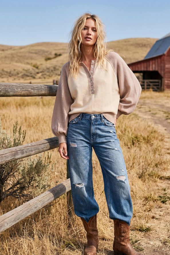Frances Henley Sweater Top