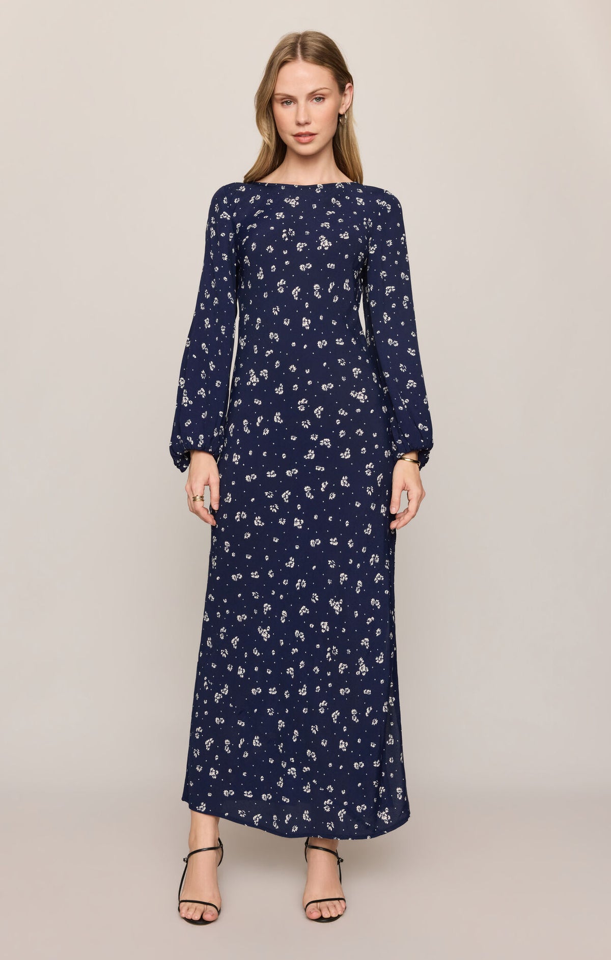 Midnight Tansy Long Sleeve Midi Dress