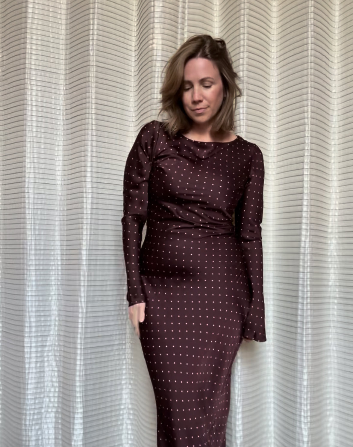 Georgie Burgundy Long Sleeve Polka Dot Dress