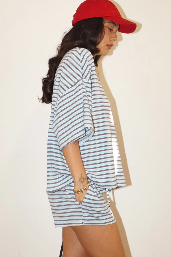 Haley Striped Drawstring Shorts