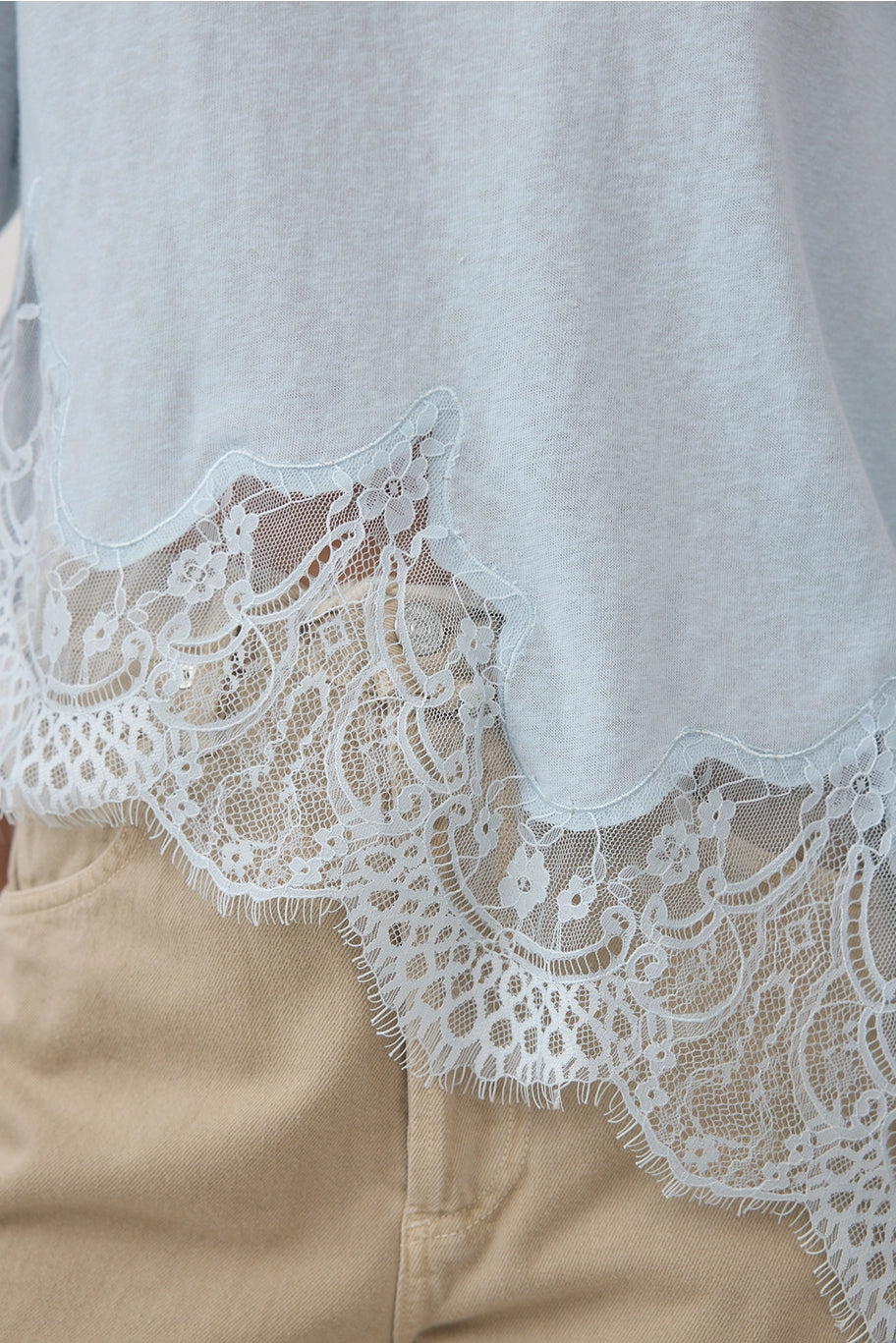 Rosalie Slub Knit Lace Hem Top