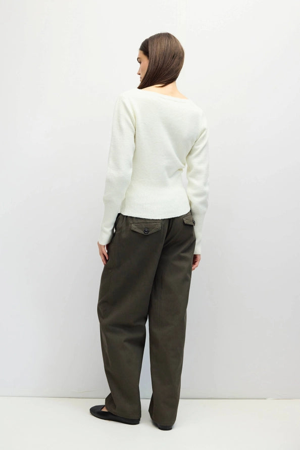 Ayesha Ivory Sweater Knit w/ Keyhole