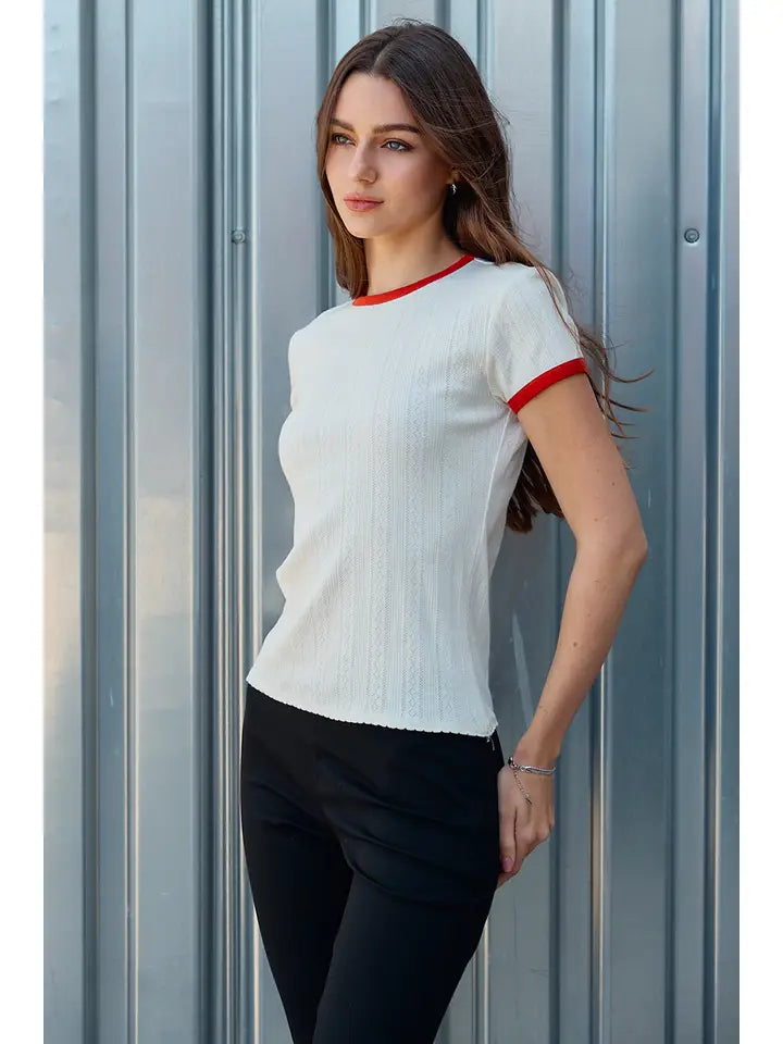 Brooklyn Retro Trim Ribbed Tee