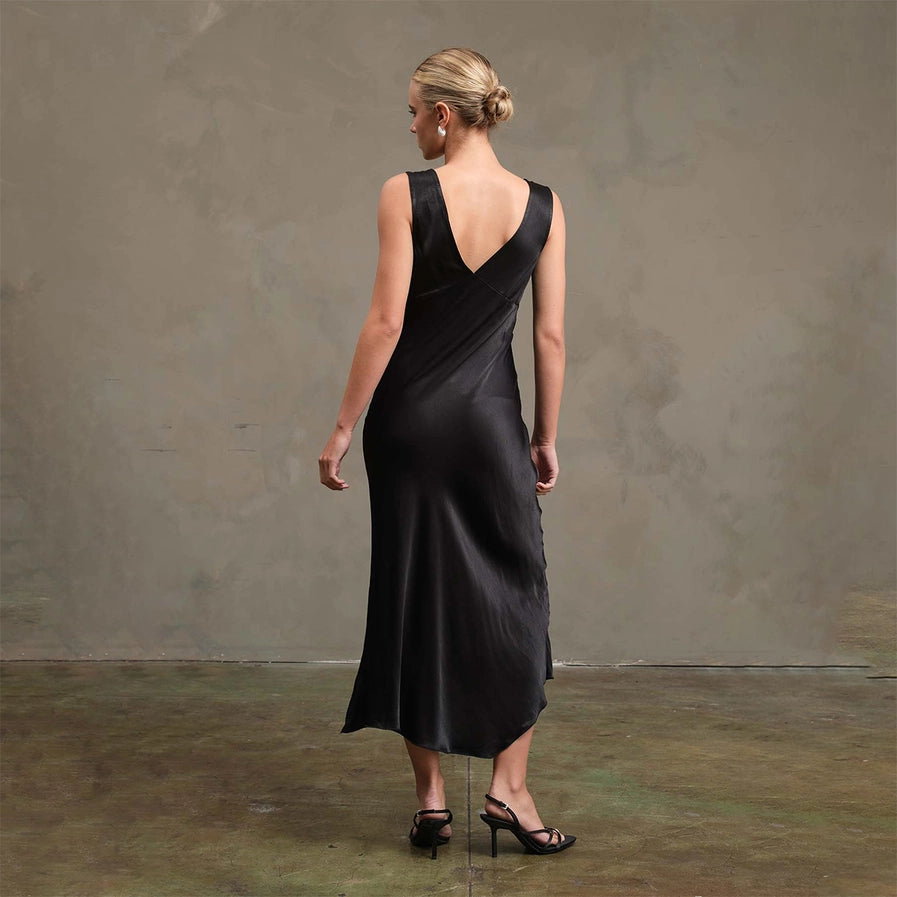 Rosalie Side Slit Satin Dress