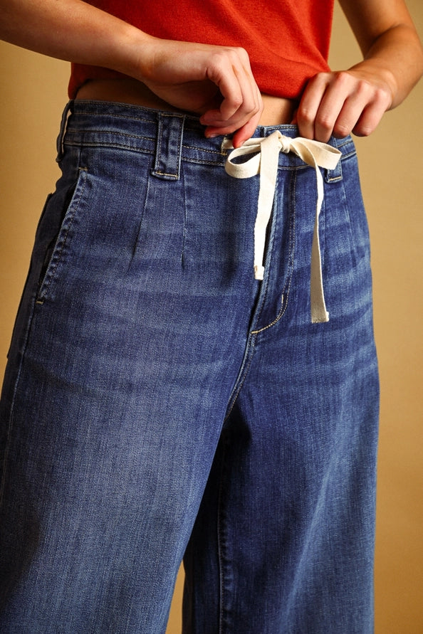 Sally Dark Wash Tie Front Denim