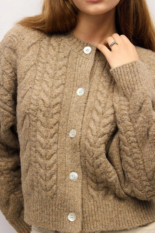 Julia Thick Cabel Knit Cardigan/Camel