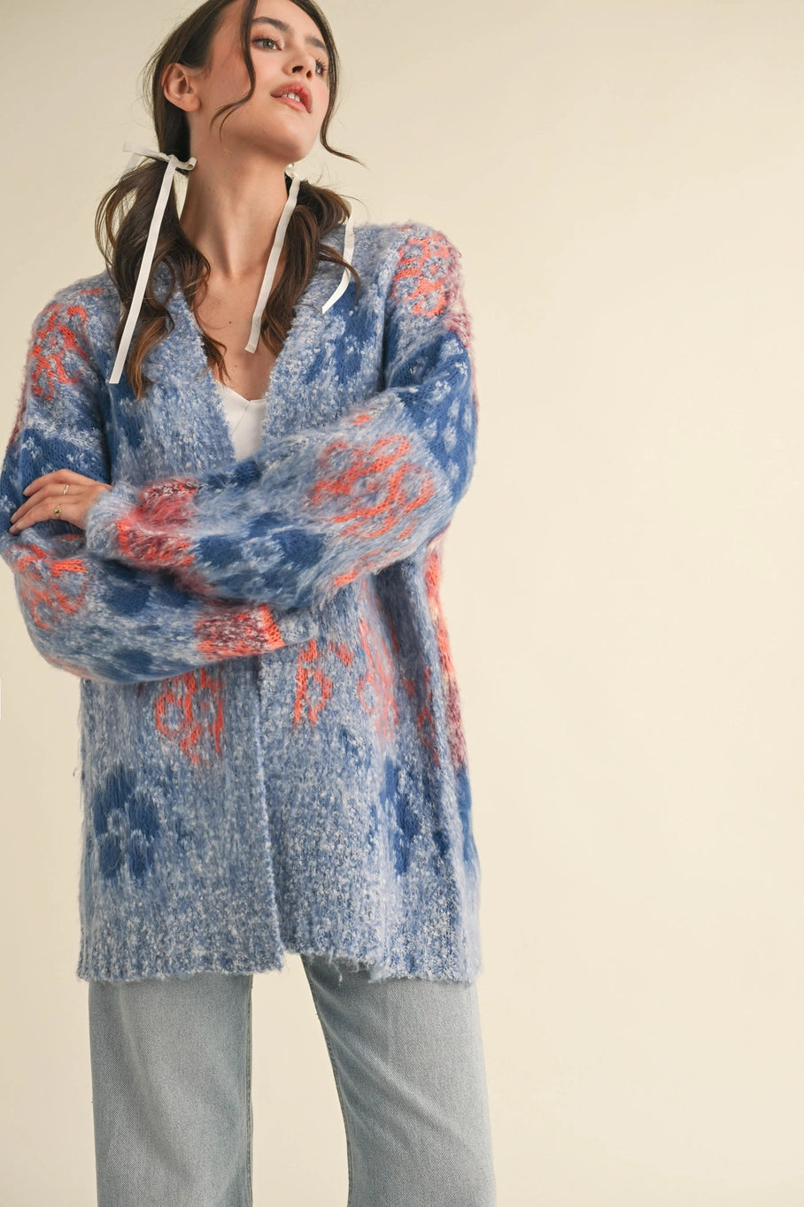 Emma Oversized Floral Knit Cardigan