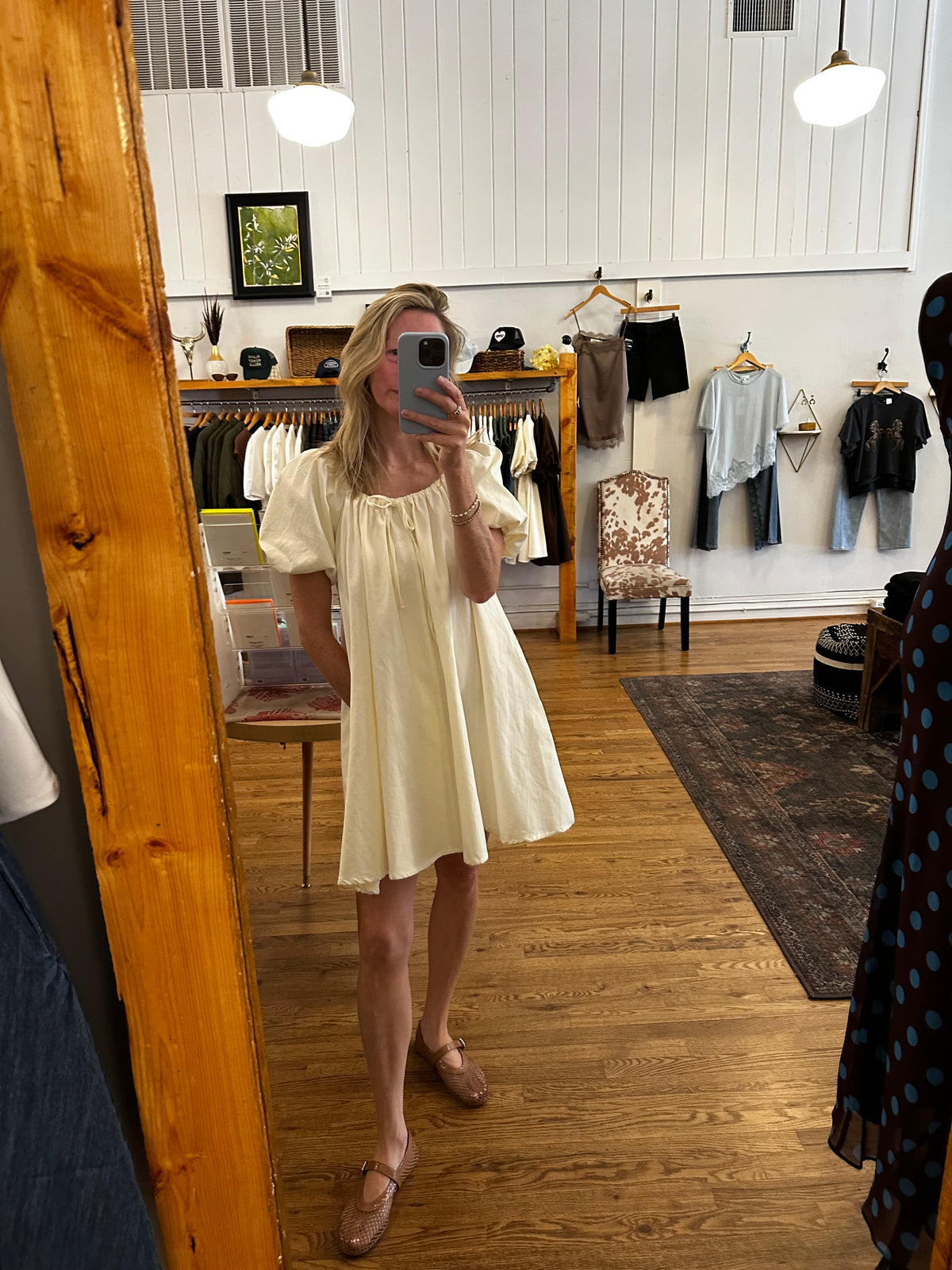 Catherine Woven Babydoll Dress Puff Sleeves/Cream
