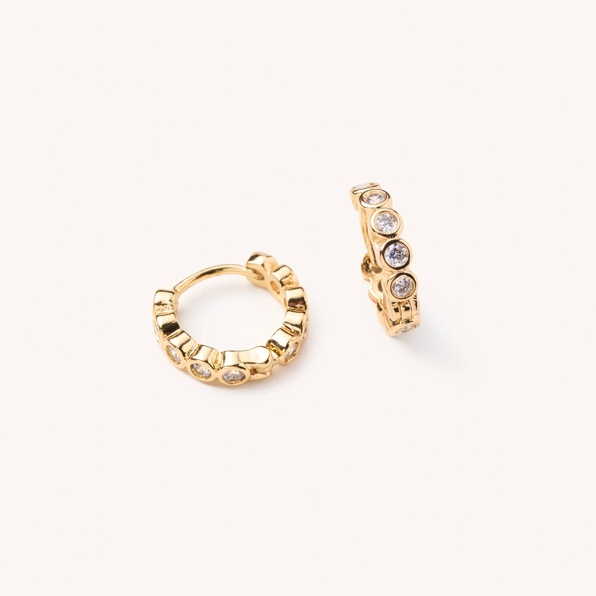 Celia Circle Gem Huggies- Gold