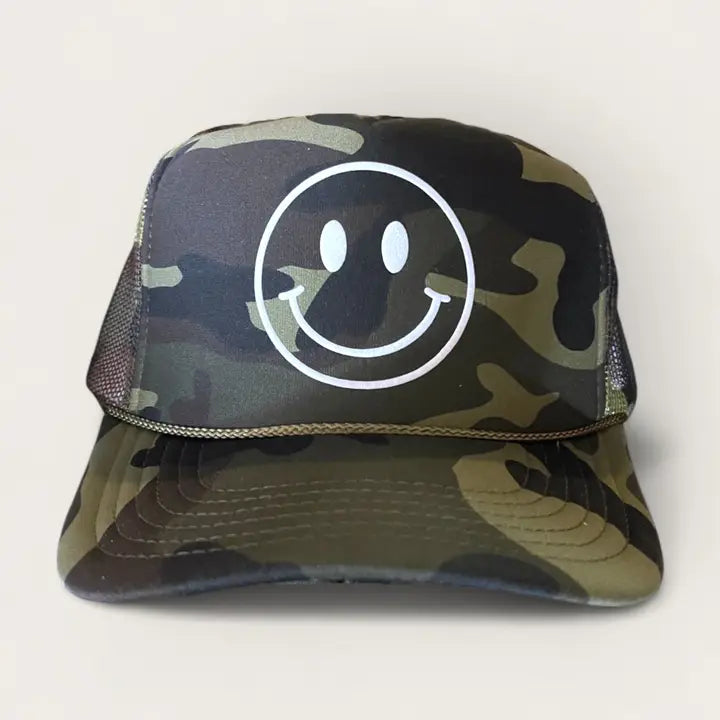 Camo Smiley Trucker Hat