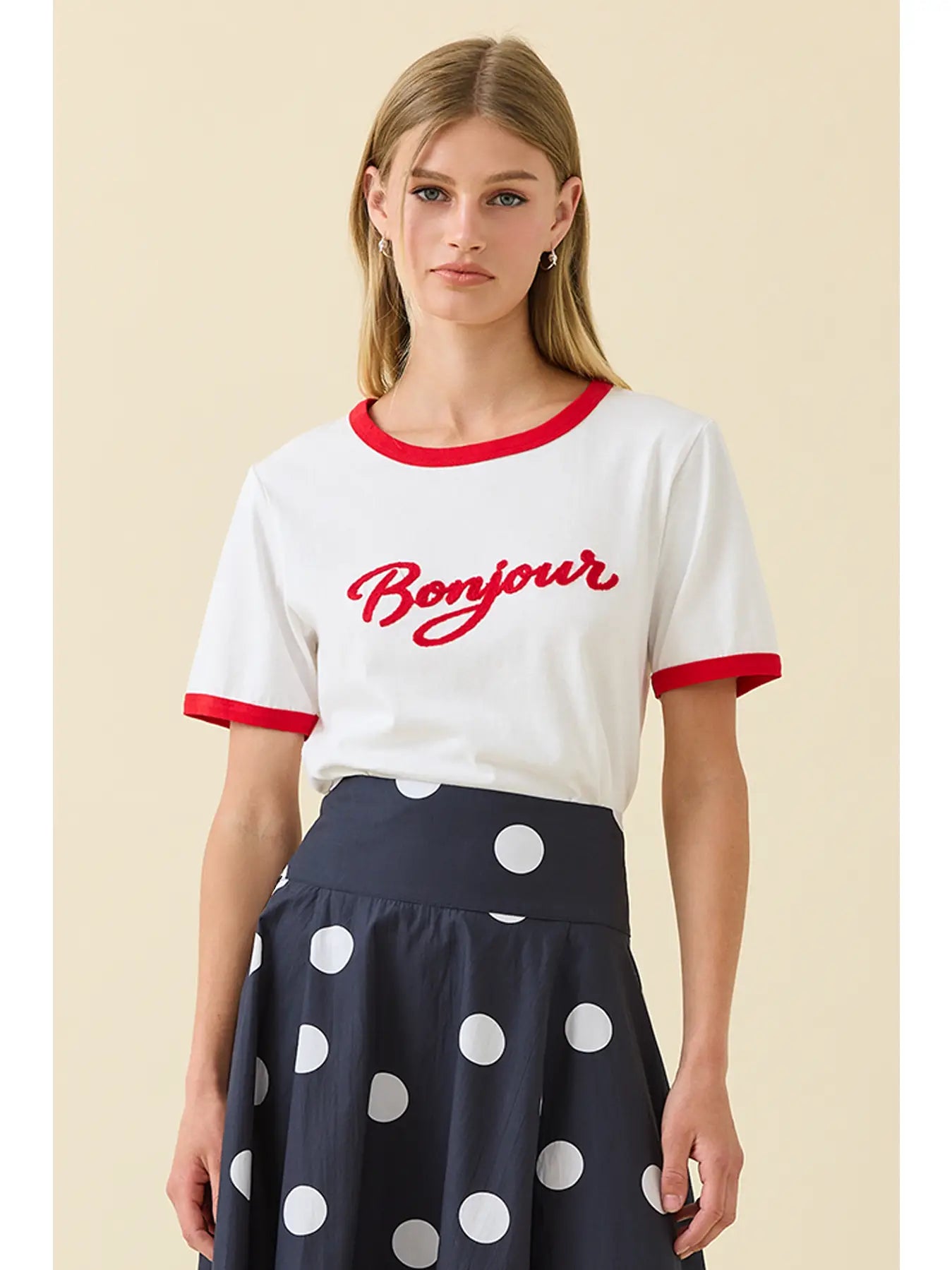 Bonjour Ringer Tee/Red