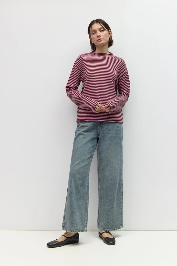 Cierra Striped Mock -neck Sweater
