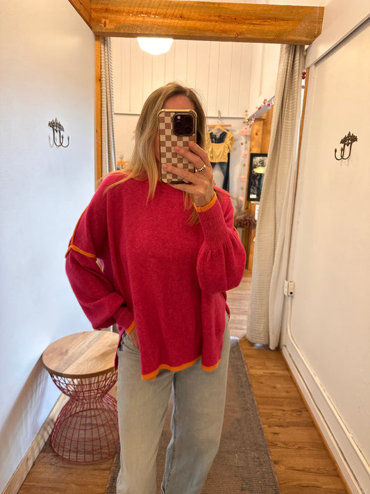 Brooke Contrast Pull Over Sweater Top