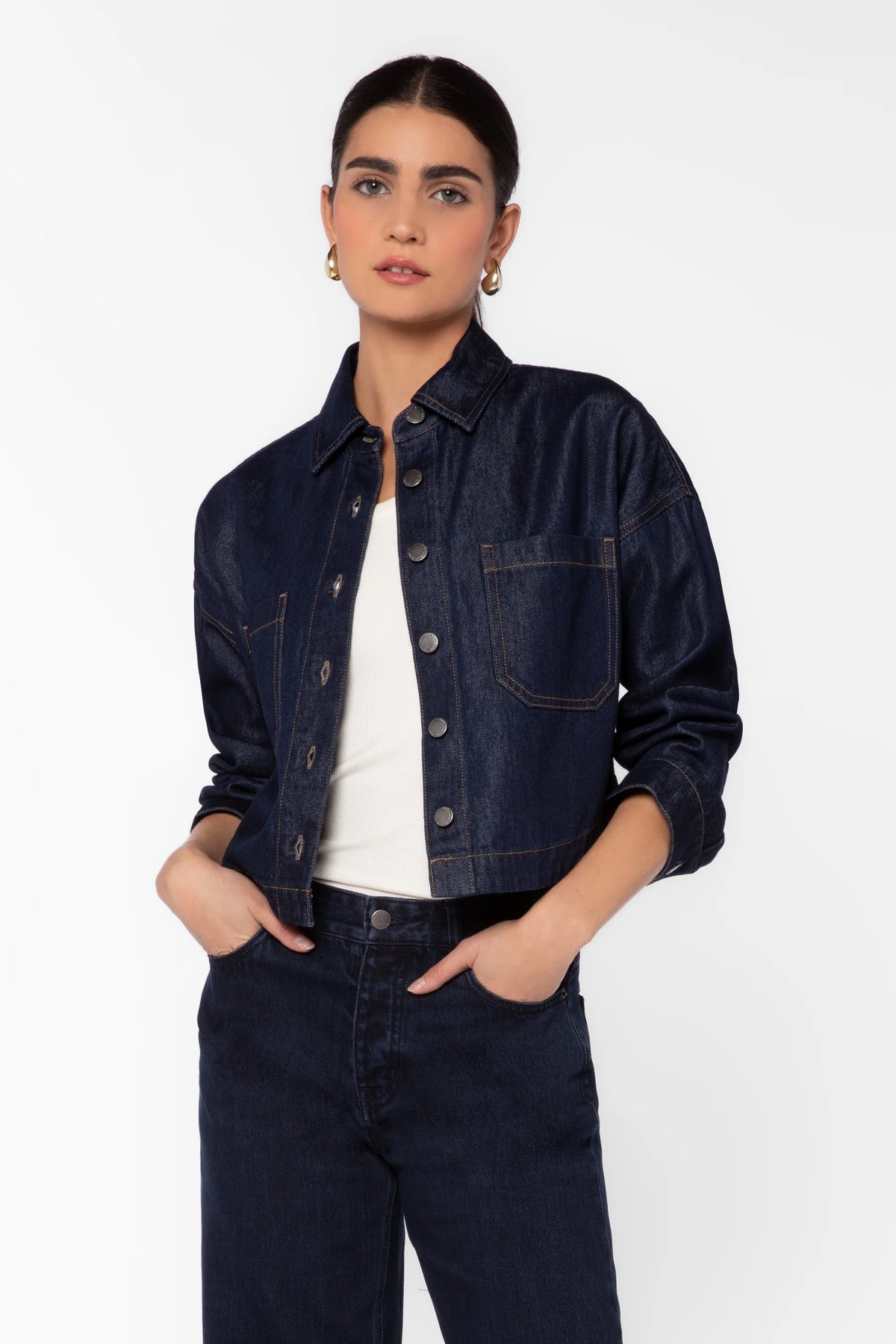 Bastille Indigo Denim Cropped Shirt