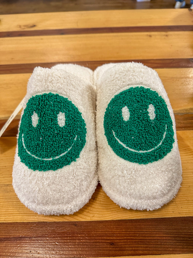 Green Smiley Face Slippers