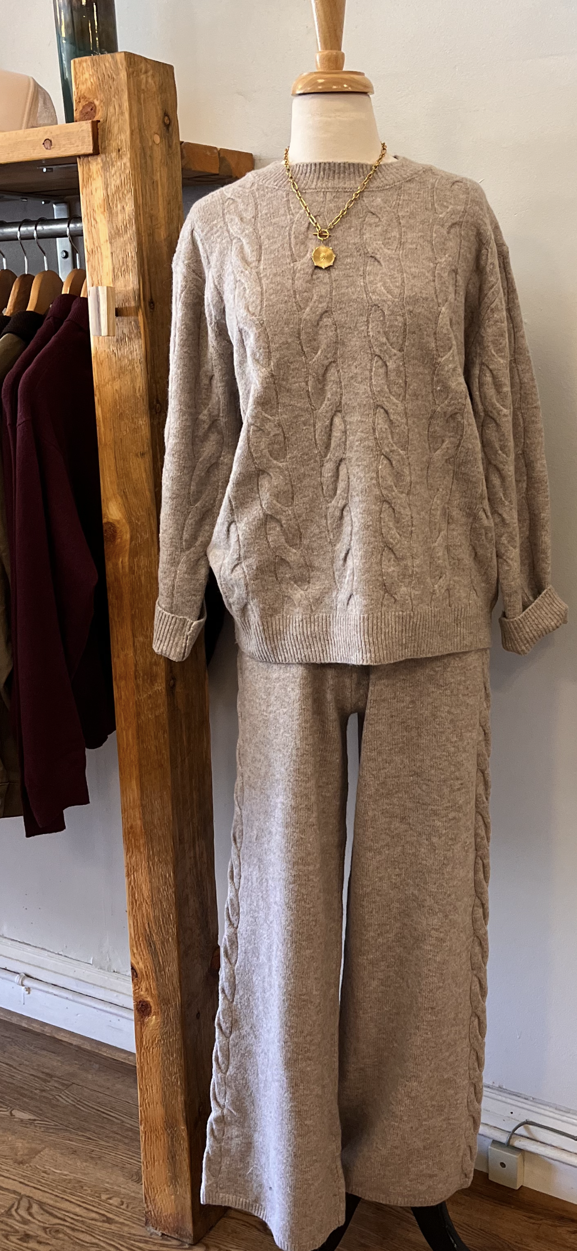 Sadie Cable Knit Pant/Mocha