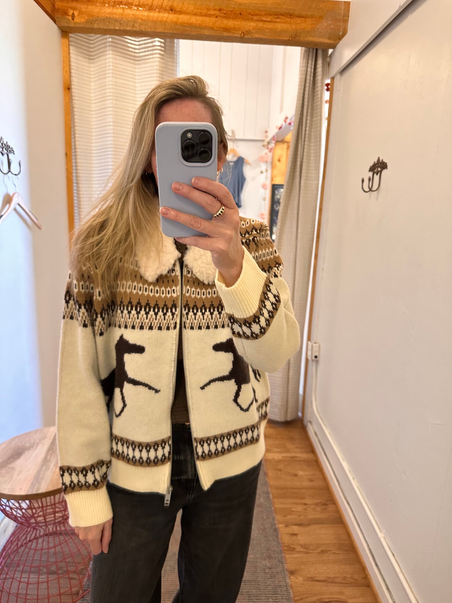 Charlotte Western Knit Zip-UP Sweater Jacket