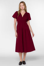 Corduroy V Neck Midi Dress