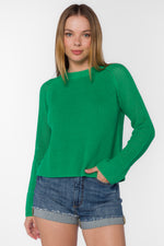 Green Raglan Sleeve Sweater