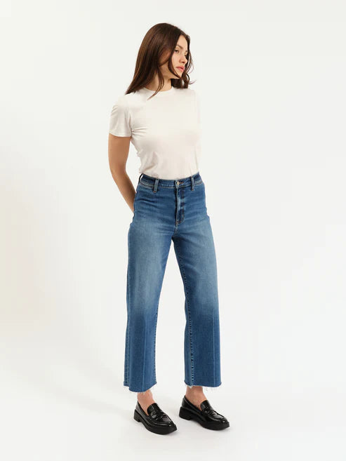 Pleaser High Rise in Indigo Wave/Wide Leg Denim