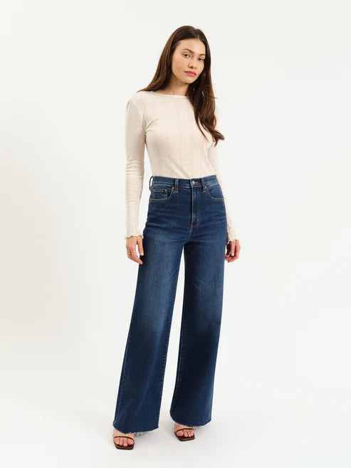 Far Out High Rise Wide Leg Denim Dk Wash