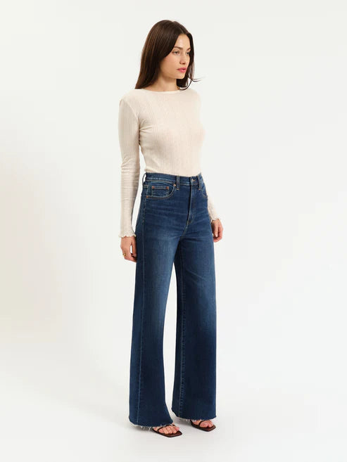 Far Out High Rise Wide Leg Denim Dk Wash