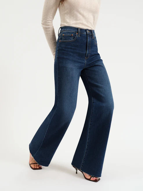 Far Out High Rise Wide Leg Denim Dk Wash