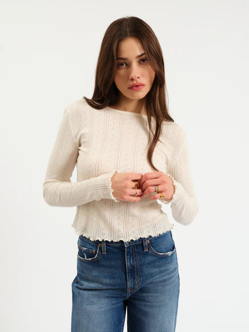 Waverly Pointelle Creneck Long sleeve Top
