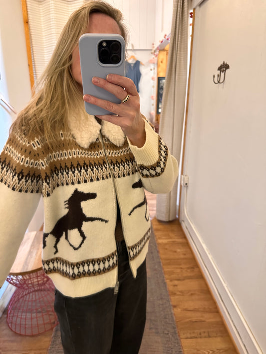 Charlotte Western Knit Zip-UP Sweater Jacket
