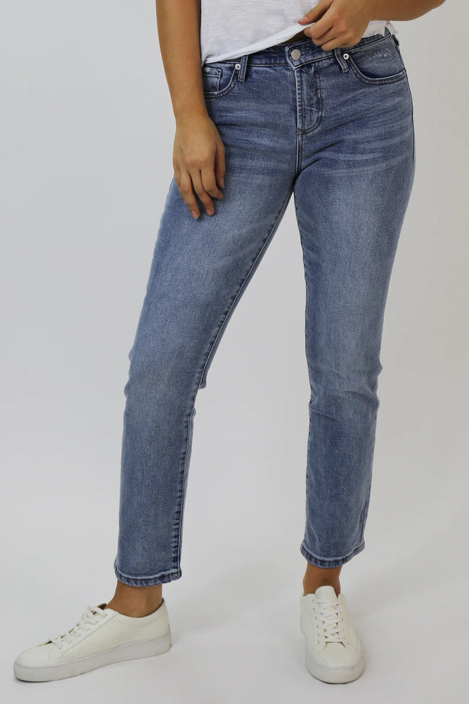 
            
                Load image into Gallery viewer, Blaire high Rise Ankle Slim Straight Jean
            
        