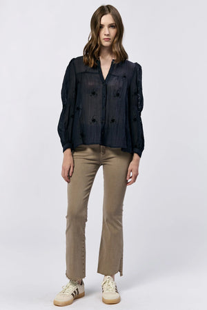 Anna Lisa Button Down Embroidered Blouse