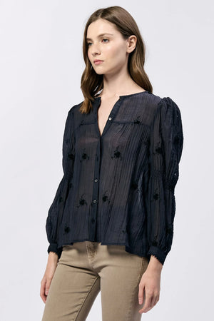 Anna Lisa Button Down Embroidered Blouse