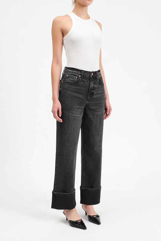 East Side Loose Cuff Black Denim