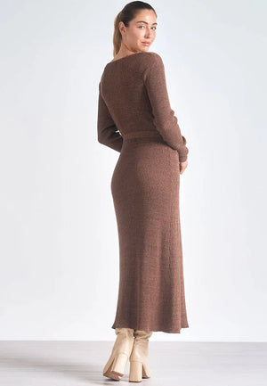 Long Sleeve Knit Wrap Dress