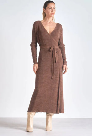 Long Sleeve Knit Wrap Dress