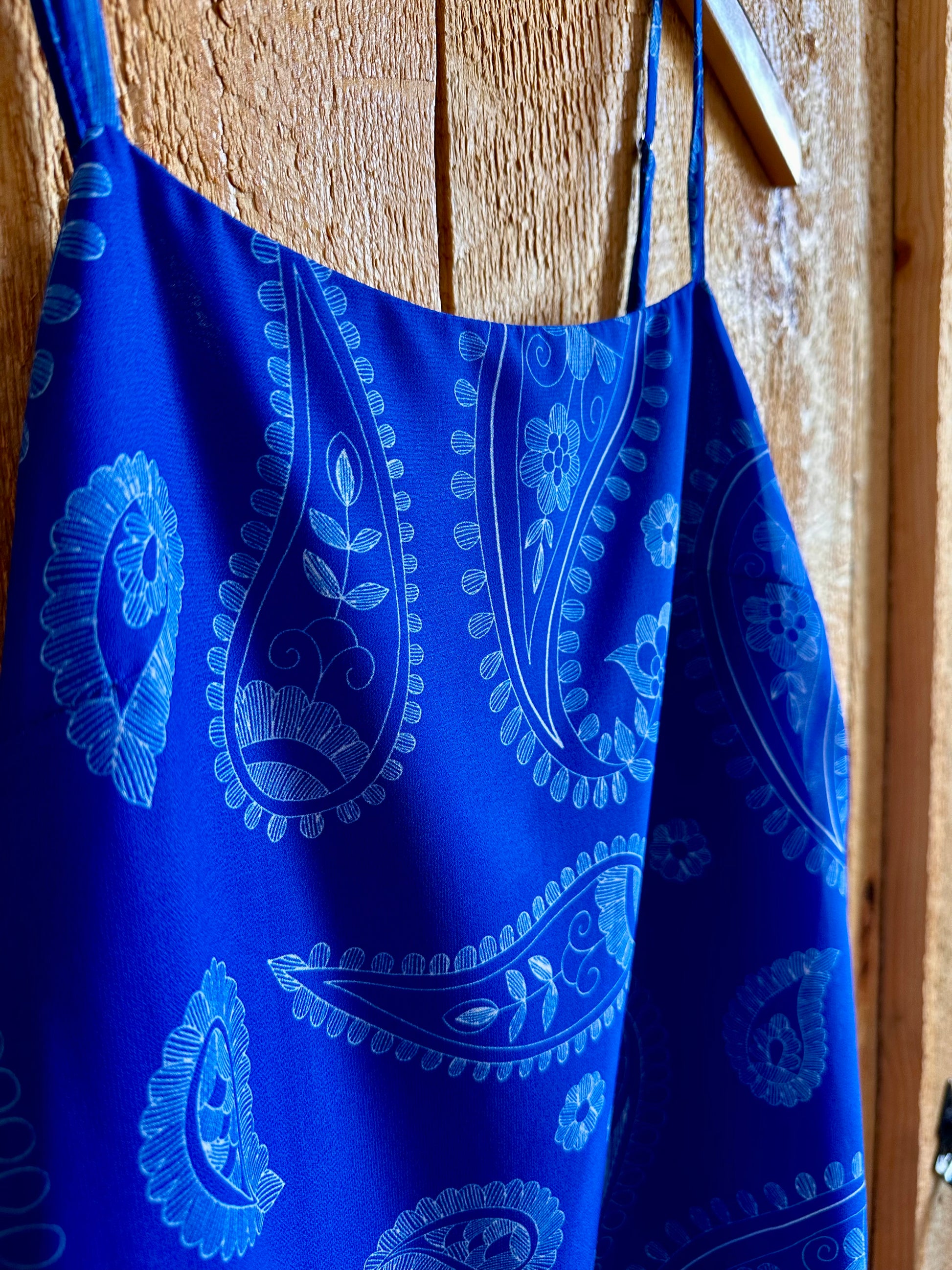 blue bandanna dress Bandana patterned mixed-material dress Blue For Women