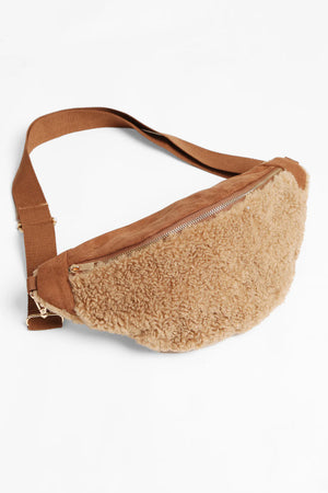 Faux Suede Sherpa Sling Bag