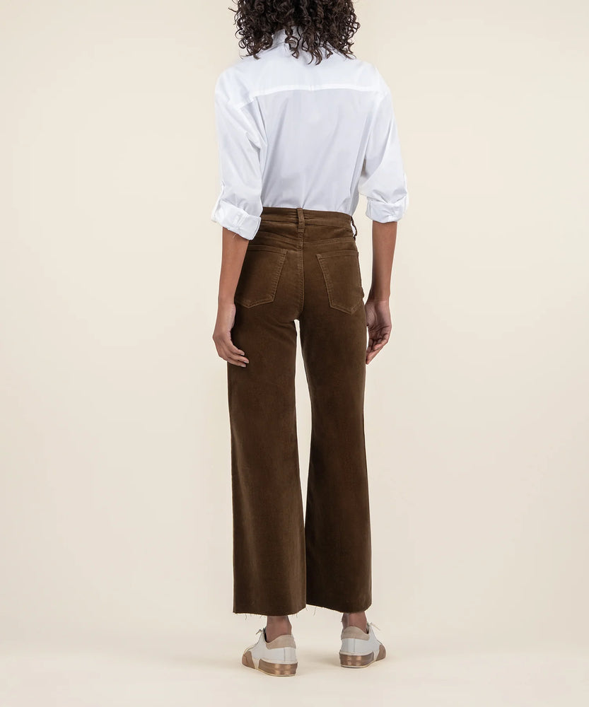 Meg High Rise Velvet Wide Leg Raw Hem Pant