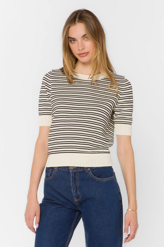 Norine Black Stripe Sweater Top