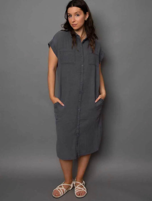 Aira Bubble Gauze Shirt Dress