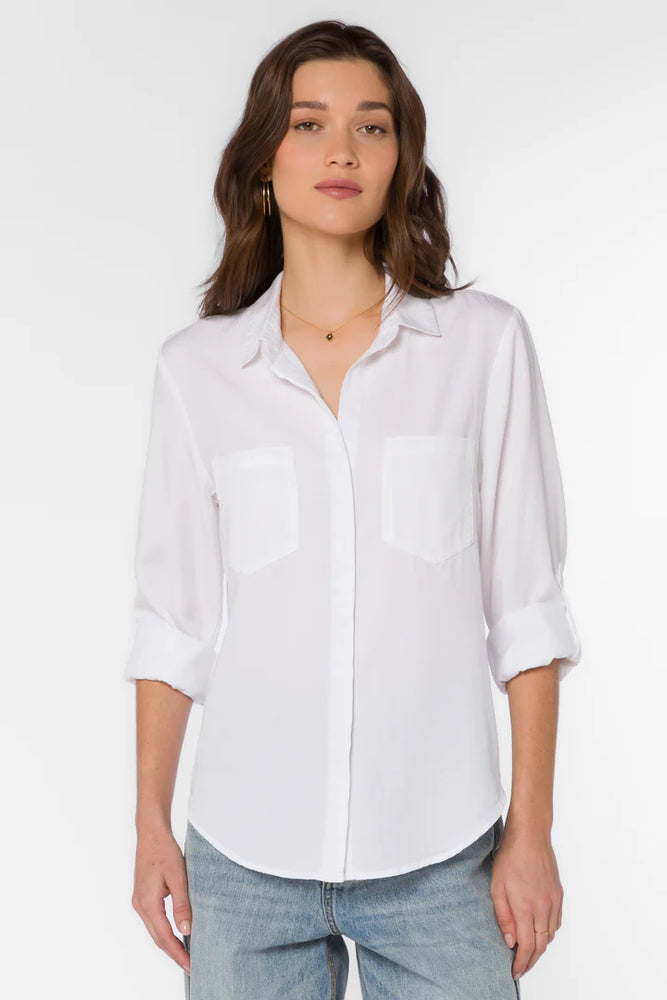 Riley Rolled Tab Sleeve Collared Top